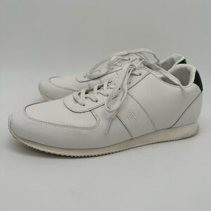 Ralph Lauren Cate Leather Low Top Lace Up Sneaker White Green Size 11